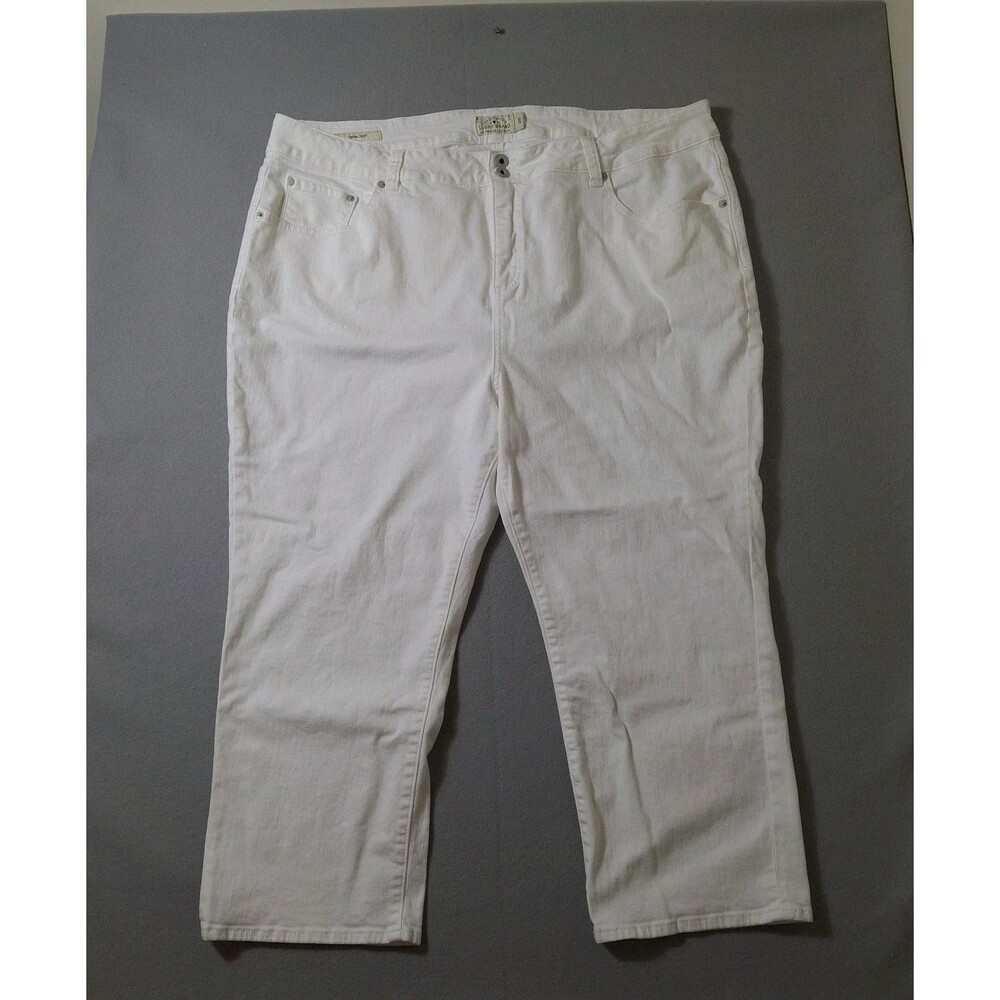Lucky Brand Jeans Women's Plus  Size 24W 44x24 Emma Crop White Cotton Blend